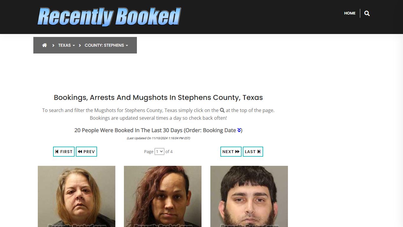 Bookings, Arrests and Mugshots in Stephens County, Texas - Recently Booked